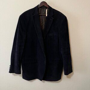 Ralph Lauren Mens 48L Blue Corduroy Blazer Sports Coat Jacket Elbow Patches